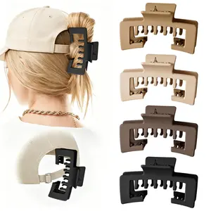 4 PCS Hat-Friendly Claw Clips for Baseball Caps, Strong Non-Slip Square Hair Clips, Mixed Colors, Hair Accessories for Thick And Fine Hair, Women’s Hat Hairstyles And Gifts, Hair Clips for Styling