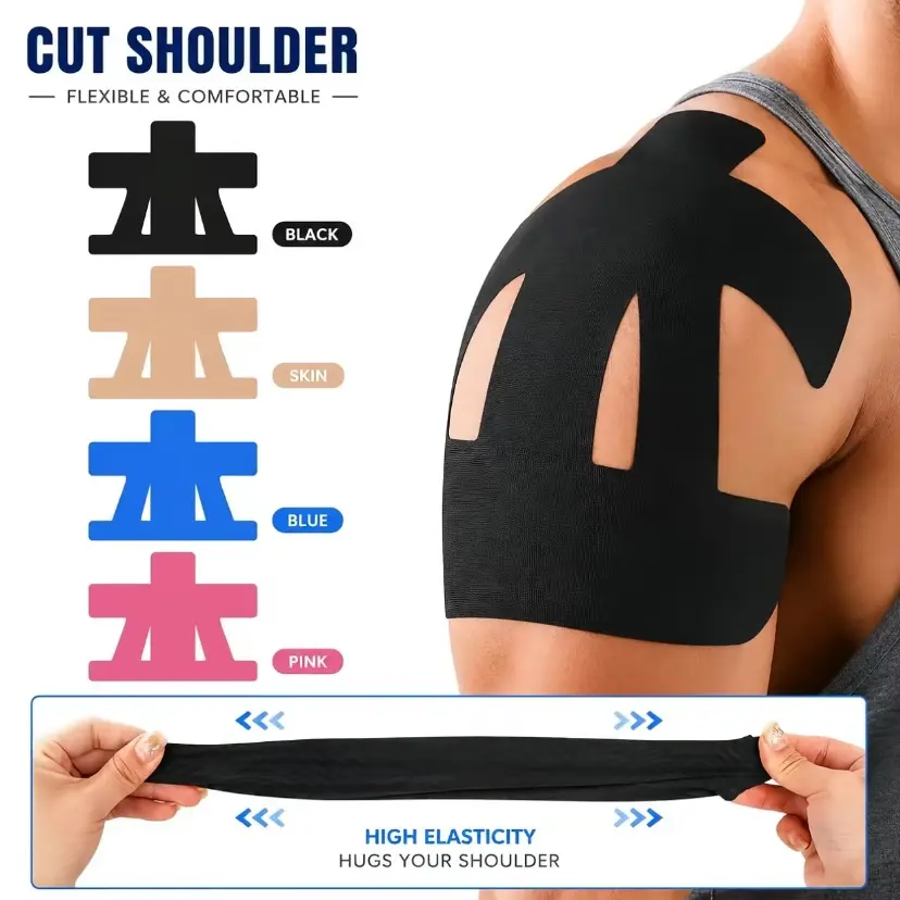 10 Pack Shoulder Pain Relief Kinesiology Tape, Pre-Cut, Sports, Waterproof, Breathable, Improves Elasticity, Athletic Kinesiology Tape for Shoulder Support