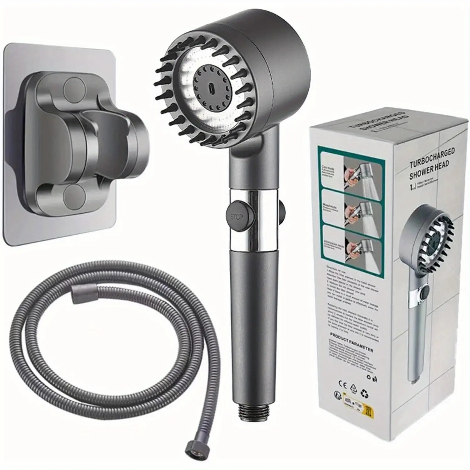 Portable Outdoor Filtered Handheld Shower Head Set - Adjustable, Anti-Kink, Dual-Headed, High-Pressure, Water-Saving, with Hose - Bathroom Gadget for Campers, Travel Trailers, Portable Outdoor Shower, Adjustable Handheld Showers