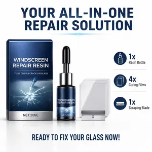 DIY Windshield Repair Kit | Quick Fix for Car Glass Rock Chips & Star Cracks | Prevent Crack Extension Automotive Resin Fluid (20ml)
