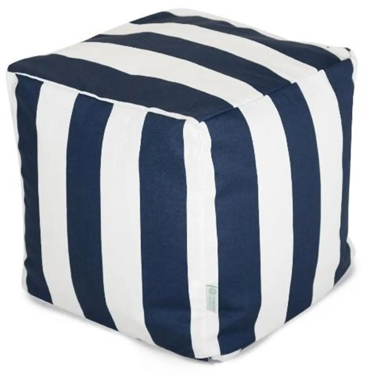 212 MAIN Navy Blue Vertical Stripe Small Cube Footstool - Multi-Functional Storage Ottoman, Cushion Stool, Modern Furniture, UV Protection Living Room Furniture for Home Spaces