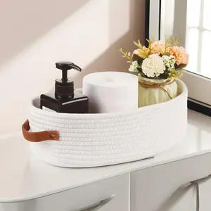 Multifunctional Dual Handle Woven Storage Basket, Durable Organizer Solution for Toilet Paper & More, Toiletries Basket, Ideal for Home Organization