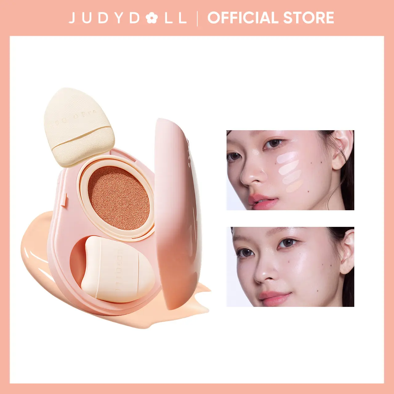 JUDYDOLL Highlighting Concealer Cushion, Air Cushion, Concealer, Pearl Accessories, Highlight Brightening, Lifting, Hydrating, Long-Lasting, Lightweight & Skin-Fit, Pearl Skin, Soft Light, Portable, Touch-Up, Beginner, Summerwins