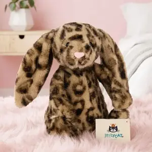 Jellycat Cobblehop Leopard Bunny Plush, Cute Stuffed Animal Doll, Gift for Her, Soft Collectible Bunny with Dust Bag, NWT