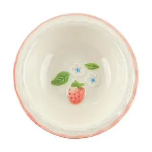 KAWASIMAYA Strawberry Love Sauce Dish 4 Inch Small Plate for Dipping and Condiments