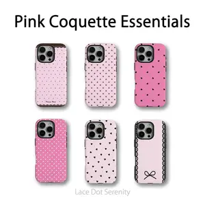 Hot Pink White Polka Dots Case - Retro Dotted Design | Military-grade shockproof protection, Compatible with iPhone 17 16 15 14 13 12 11 X Plus/Air/Pro Max/Pro & Samsung Galaxy Series, Tough premium Phone Case Vintage Union Jack wildflower Striped Hunting