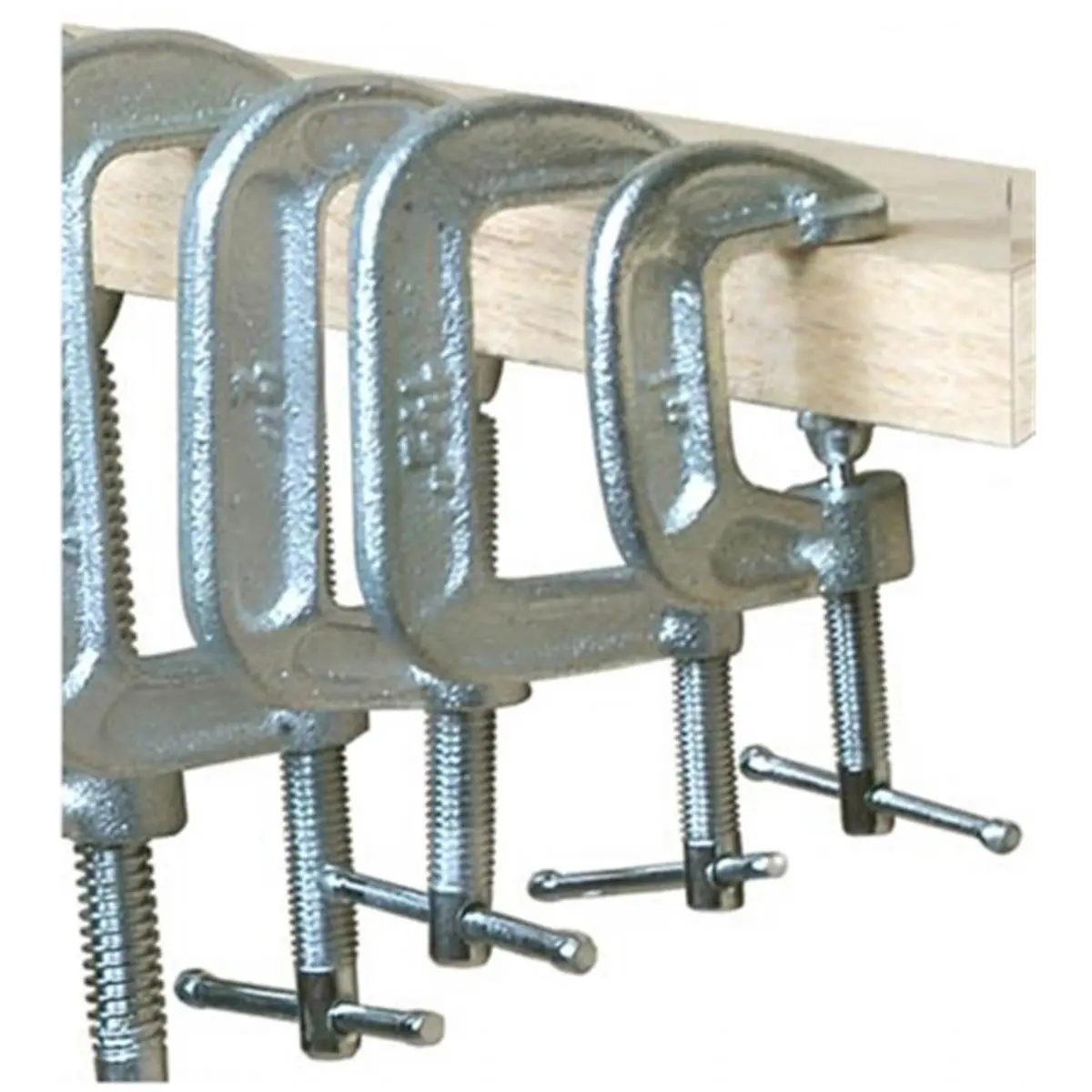 212 MAIN Regular Duty C-Clamp, 1" x 1" Malleable Iron with Galvanized Finish, Sliding Tommy Bar, Swivel Pad, and Crimped to Screw, 1X1 In, Do-It-Yourselfers, General Purpose, Steel, Free-Swivels, Sports & Fitness Equipment, Diy Users, Free-Swiveling Desig