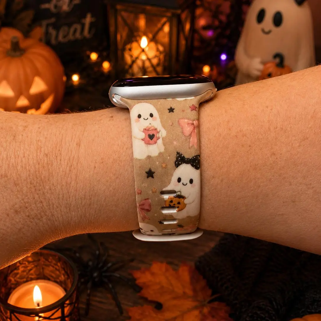 Cute Halloween Ghost Pumpkin Watch Band | Neutral Spooky Smartwatch Strap