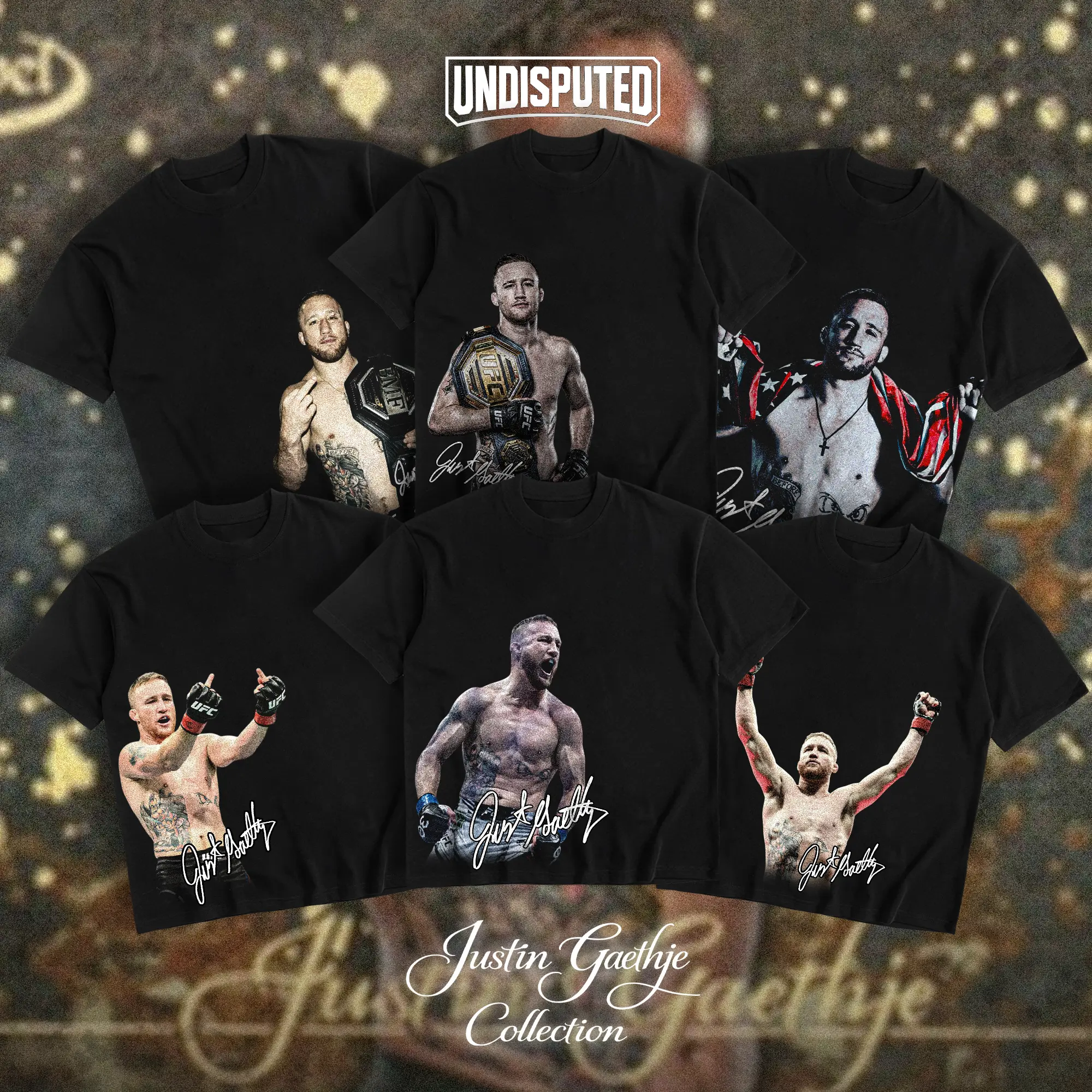 Justin Gaethje Collection Heavy Cotton Shirt UFC Shirt The Highlight Tshirt Hoodie Zip Up Hoodie MMA Fan Apparel Menswear Direct-to-garment Breathable Printing