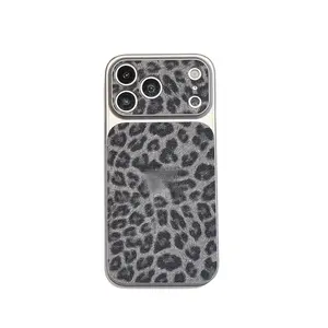 Luxury Leopard Print Case for iPhone 17 Pro Max 16 - Glitter Sparkle Design, Full Body Protection, Premium Leather Texture, Fashionable Women's Cover