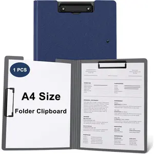 1 count A4 Clipboards Foldable,Folding Clipboard,360?Cover Folder Clipboard,Plastic Clipboards with Double Low Profile Clip,A4 Size File Folder Storag Clip Board for A3 A4 Paper Clip Boards-Navy Blue