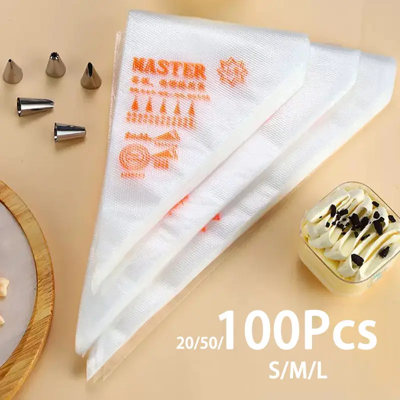 Disposable Piping Bags Kit Durable & Transparent, For Baking, Cupcakes, Fondant, Pastry Cream, DIY Decoration, Bakery & Dessert Shops Cake Decorating Professional Tools Home Baking Supplies, Cookie Decorating Tools 20/50/100Pcs