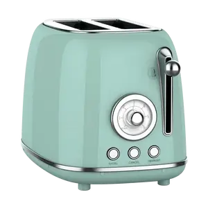 Bear 2-Slice Toaster, Retro Green Mini Toaster Oven for Sandwiches, Breakfast Bagels, DSL-P20D5