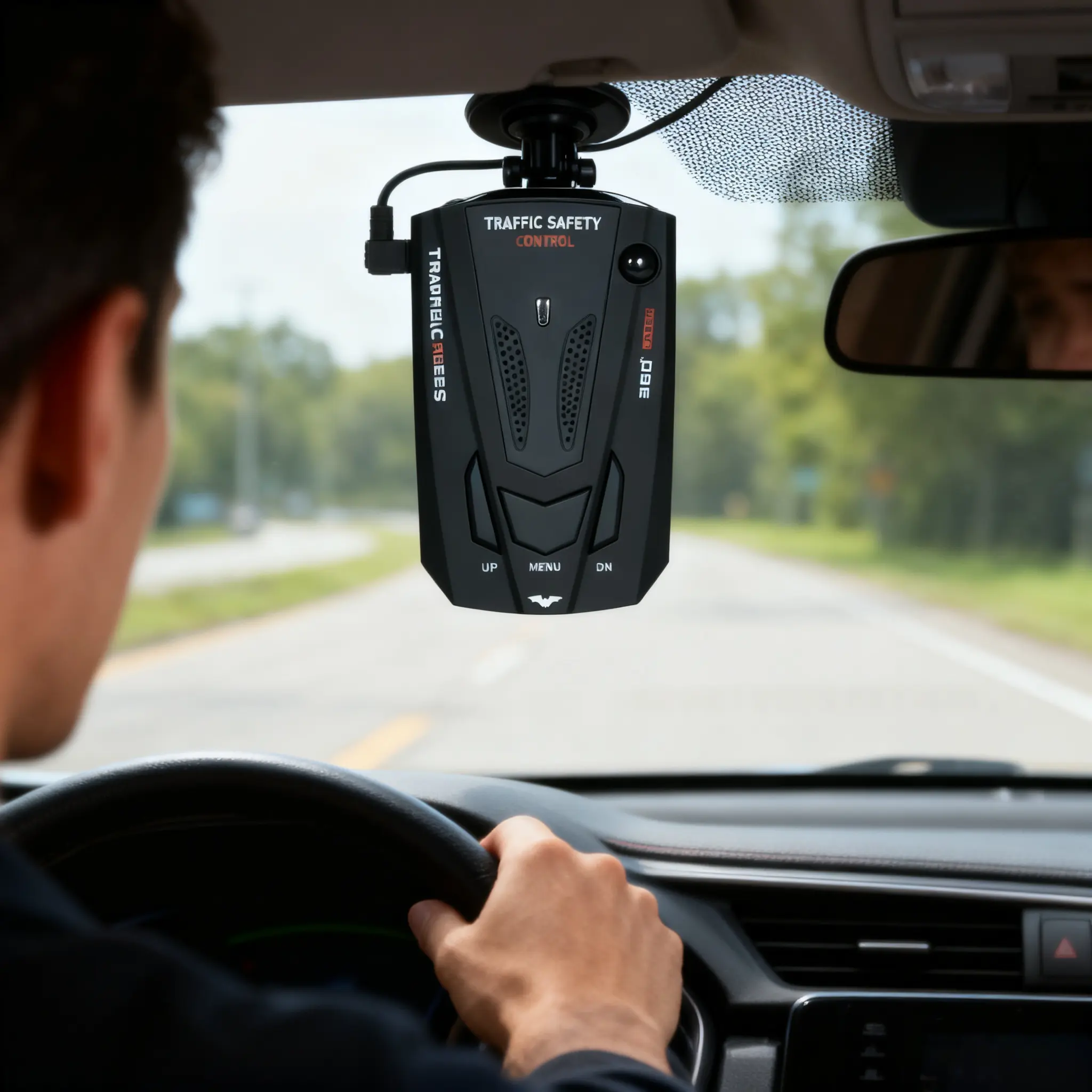 Car V7 16 Band Radar Laser Speed Monitor Detector Vehicle Driving Speed Reminder Alert Device Plug & Play Cigarette Lighter Power Supply Automotive Safety Accessory for Road Trip Commuting