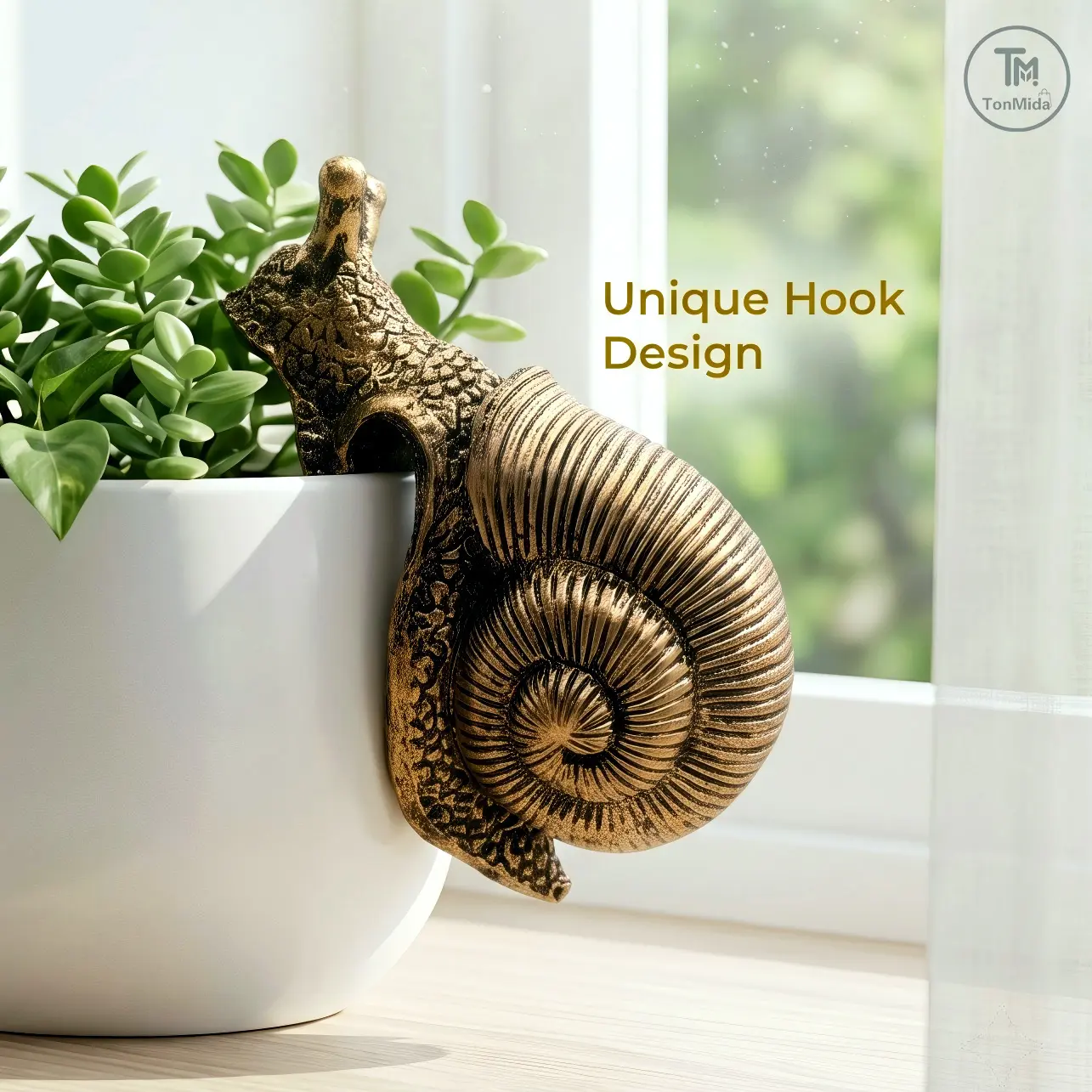Bronze-Colored Resin Snail Figurine - Decorative Garden Ornament for Plant Pots, Home, Garden, Patio, Shelf Decor