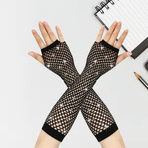 Rhinestone Fishnet Fingerless Gloves| 12 Color Neon Mesh Arm Warmers|A fun, colorful gift for festival-goers, dance lovers, or anyone who loves bold, playful fashion.