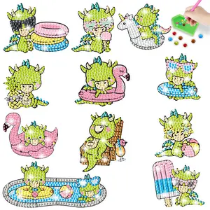 11pcs Diamond Painting DIY Handmade Puzzle Cartoon Dinosaur Mosaic Sticker Gift Set, Educational Craft Kit for Kids and Adults, Diamond Painting Kits, Diy Diamond Arts