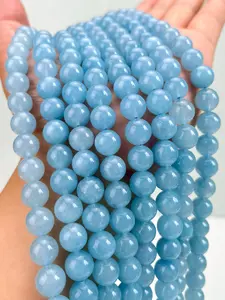 Natural Aquamarine Loose Beads, 10mm Blue Quartz Beads for Jewelry Making, Beading Making, DIY Necklace Bracelet Accessories, Boho Style
