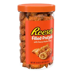 Reese's Filled Pretzels Peanut Butter Pretzel Nuggets Crunchy Ready to Eat Sweet and Salty Snack 18oz Jar Resealable Jar Perfect for On-the-Go Snacking
