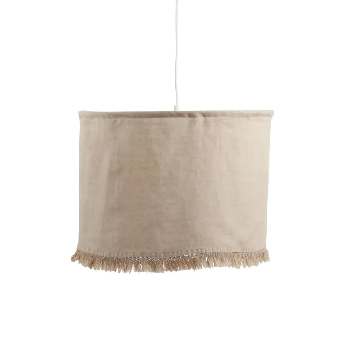SARO Natural Linen Stonewashed Fringe Trim Lamp Shade - 12x18 in, Indoor Decorative Lighting Accessory for Bedroom, Living Room Home Improvement