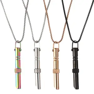 Stainless Steel Anxiety Necklaces Stress Relief Breathing Meditation Necklace Yoga Ritual Jewelry Accessories for Women Men