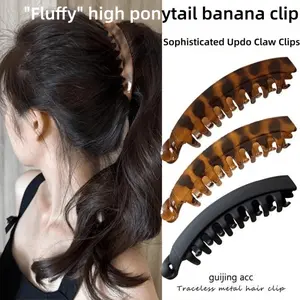 The frosted simple large banana hair clip is versatile. Dark-colored women's hair is thick with anti-slip ponytail hair clips and toothed hair clips