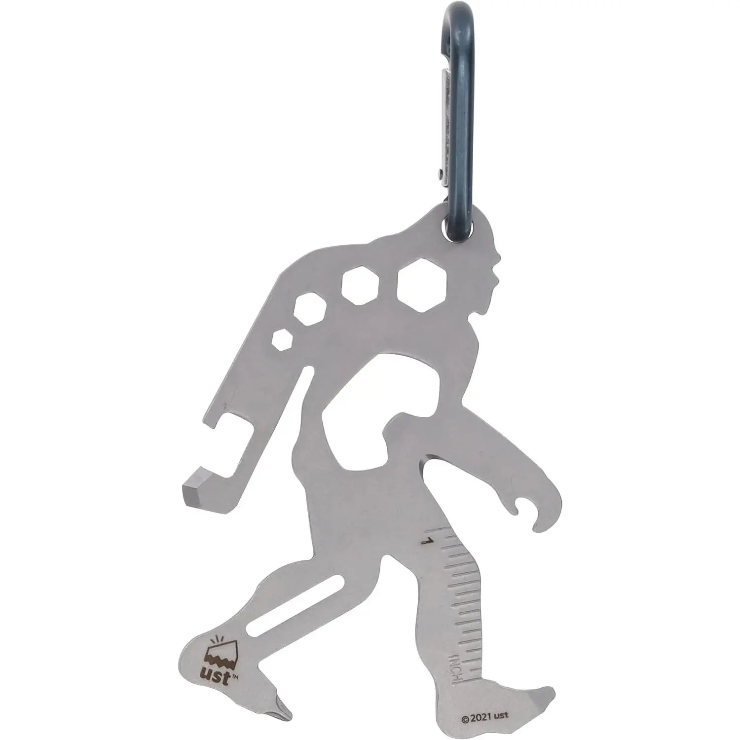 Durable Compact Stainless Steel 1.5-in Carabiner Multitools - Lightweight TSA-Compliant Travel Hand Tools with Can Opener, Flat Head Screwdriver, Hex Wrench (4 Positions), Butterfly Wrench for Hiking, Camping