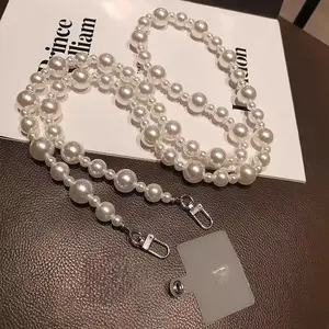 Long Pearl Beaded Phone Strap, Phone Lanyard, Fashionable Handbag Chain, Camera Accessory, Elegant Jewelry Design, Perfect Gift Idea
