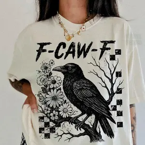 Shirt, Funny Crow, F-Caw-F, Black Crow, Raven, Premium Soft Unisex Tee