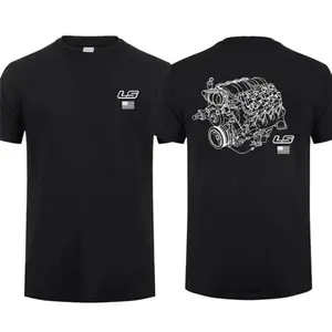 LS Engine Blueprint Graphic T-Shirt – Black Automotive Mechanic Tee for Car Enthusiasts, LS Swap Gearhead Shirt, Made in USA Car Engine Blueprint Design for Hot Rod & Truck Fans