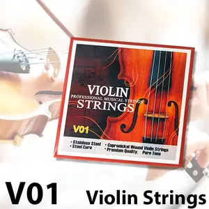 Violin String Set V01, 4/4 Universal Size Full Set Eadg Replacement Strings, Durable Stainless Steel Core Cupronickel Wound Premium Quality Violin Accessories, Beginner Friendly, Suitable for Beginners Instruments