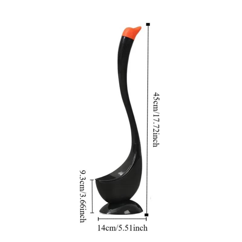 Swan-Shaped Long Handle Toilet Brush Set with Holder, Dense Bristles, Household Cartoon Bathroom Cleaning Tool