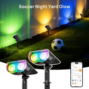 Linkind Smart Solar Spotlight SL5C Color Changing Cool Warm White Landscape Lighting APP Control Solar Lights Outdoor IP67 Waterproof for Yard Garden Pathway 2 Pack with AI-Dot App for Customizable Scenes
