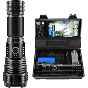 Rechargeable Flashlight Set, High Lumens LED Torch with 5 Modes, Strong Handheld Light for Emergency Camping Hiking, Super Bright Flashlight