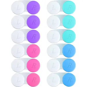 12PCS Contact Lens Case, Colorful Contact Lens Box Left/Right Eyes Holder Container, Outdoor Mini Contact Lens Soak Storage Kit for Travel&Home.