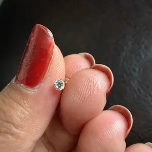 Female Elegant Rhinestone-Accent Gold-Plated Nose Pin, Fashion Costume Body Jewelry Nose Ring, Rhinestones