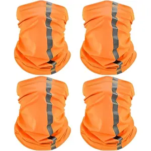4 count  Gaiter for Men Reflective  Mask Cover, UV Sun Protection Neon Balaclava Hi Vis Bandana for Work