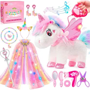 Unicorn Toys for Girls Age 4-6 Unicorns Gifts, Walking Talking Singing Interactive Unicorn with Light up Princess Cape, Remote Control Plush Unicorn Pet Care Toy for Toddler Girl Age 3 4 5 6