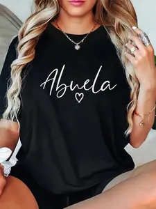 100% Cotton Abuela Gifts For Women Grandma Heart Mother's Day Abuela T-Shirt