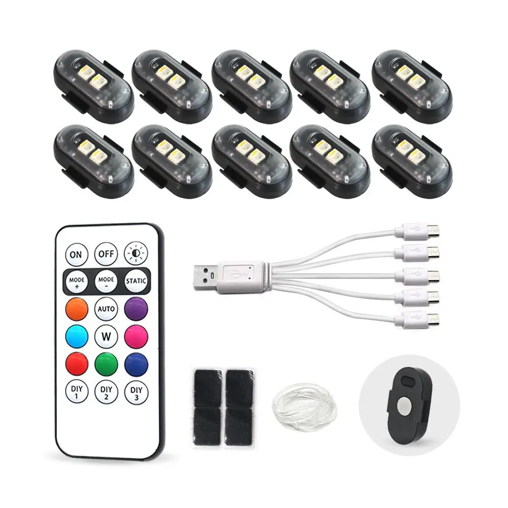 RGB Color Changing Car Decorative Light, Magnetic Car Atmosphere LED Light with Remote Control, Car Decorative Light