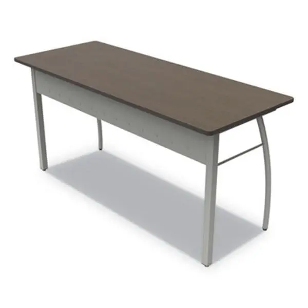Linea Italia TR742CH Trento Line Minimalist Wood Office Desk - 59x23.6in Adjustable Rectangular Cherry Wood Grain Desk, Powder Coat Steel Base, Scratch-Stain Resistant, Tool-Free Setup, 60 lbs Capacity