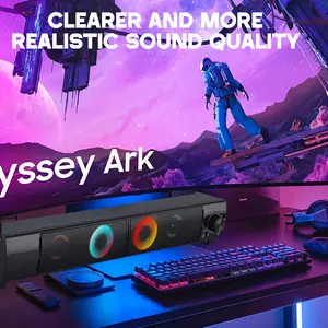 New 2-in-1 RGB LED Gaming Speaker with USB-Powered Stereo Sound, Aux 3.5mm Cable & Adapter - Dual Speaker System for PC, Laptop, Desktop - E-Sports Audio Equipment with Dynamic Lighting Effects, USB-Powered Operation (No Batteries), Speakers for Computer,