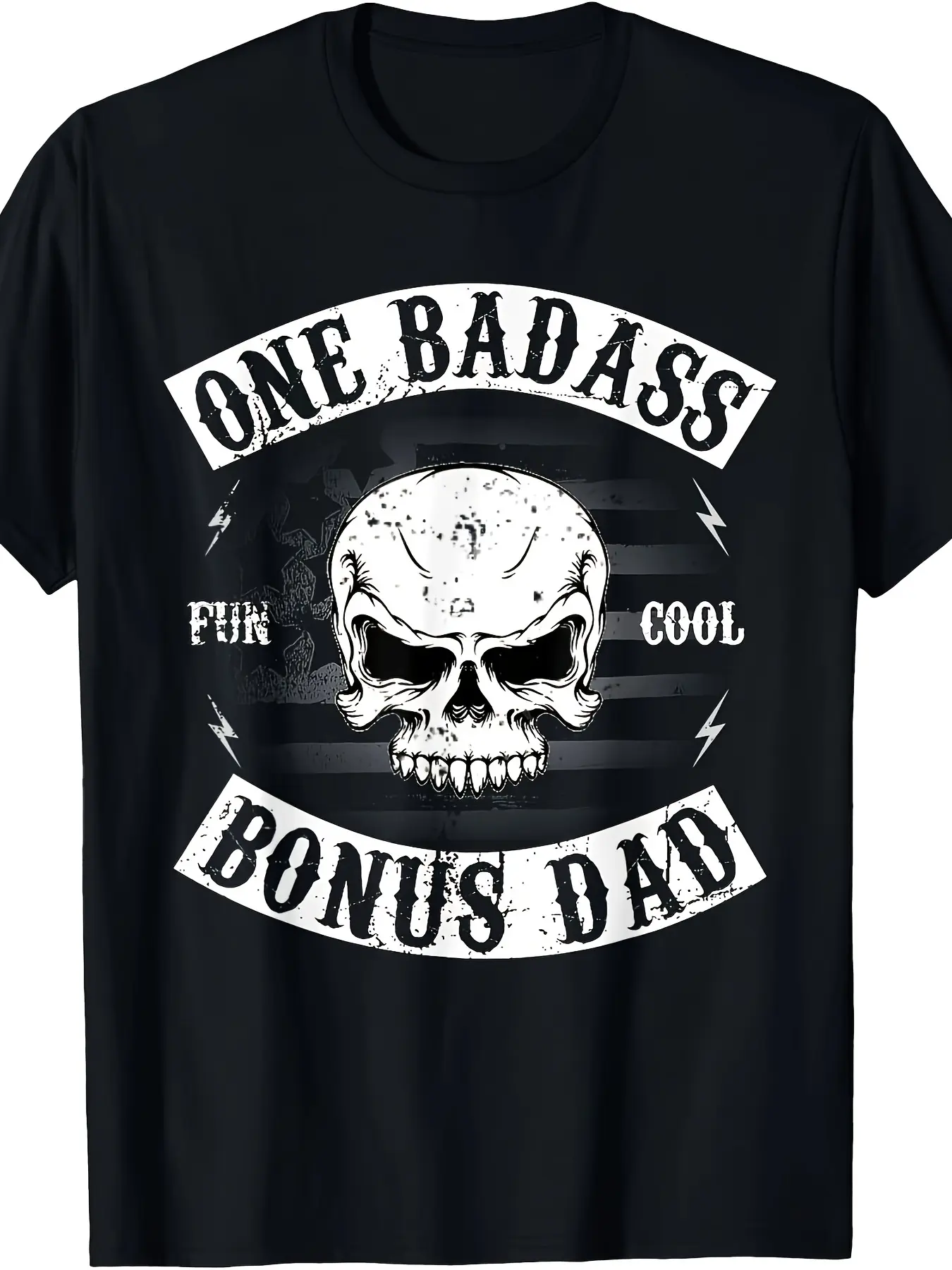 1pc [Funny Bonus Step Dad T-shirt] Father'S Day Gifts, One Badass Bonus Step Dad Funny Gift Birthday Stepdad T-shirt With Fancy Print, Casual Comfy Tee, Trendy Short Sleeve Top For Summer Daily Wear - 220g