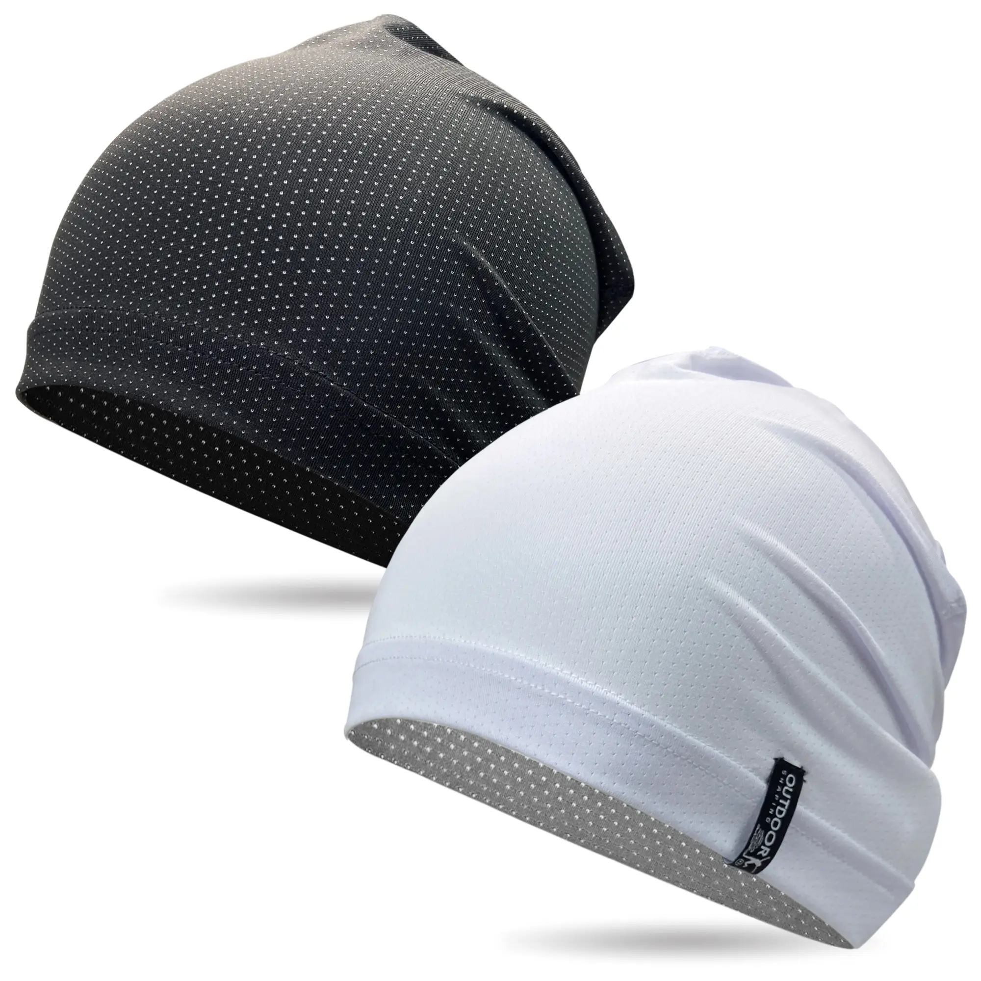 OUTDOOR SHAPING Unisex Skull Cap Beanie 2-Pack for Adults, Lightweight Cooling Polyester Helmet Liner, Breathable 1-Size Caps for Running, Daily Everyday Use