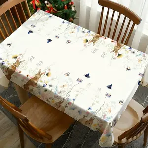 1 pc Washable Easter Tablecloth for Home Decoration, Vintage Style Picnic and Wedding Table Cover, Perfect for Dining and Buffet Events