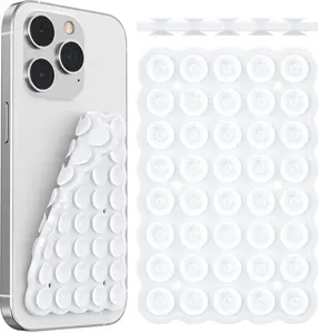 Silicone Suction Cup Phone Mount Double-Sided, Sticky Grip Suction Phone Case Mount for iPhone & Android, Hands-Free Phone Accessories for Tiktok Videos & Selfies (Clear Color)