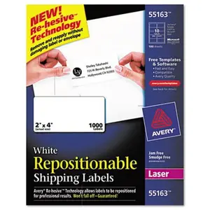 Avery Re-hesive Labels For Laser Printers 2 x 4 White 1000 Pack