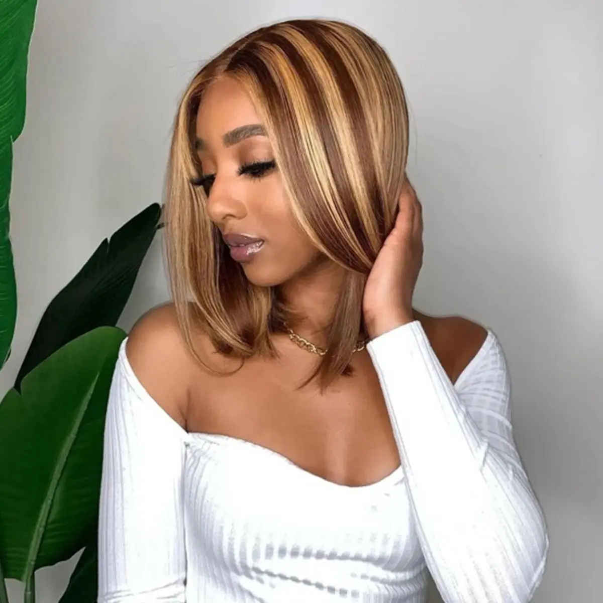 4/27 Ombre Highlight Bob Wig Human Hair 14 inch straight 427 bob wig 13x4 Highlight HD Lace Frontal Bob Wig Human Hair 180% Density Pre Plucked Ombre Short Bob Wigs for Black Women