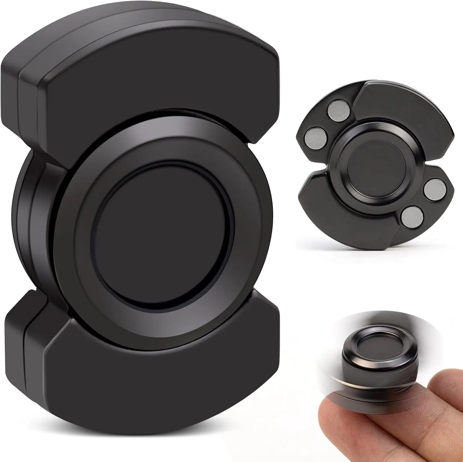 3 in 1 Metal Fidget Toys for Adults - Fidget Slider Spinner Clicker Haptic with Smooth Stable Rotation, Small Desk Fidget Toy for Stress Relief