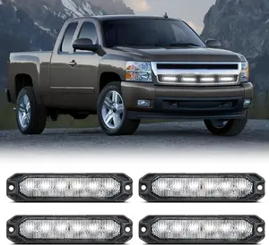 Nilight 6LED Strobe Lights 4PCS Ultra slim Surface Mount Light bar 12-24V Sync Feature Flashing Light kit for Truck Car Vehicle ATV SUV UTV White